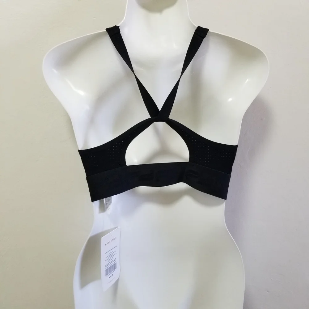 Fabletics Womens Wren SculptKnit Sports Bra Black  Logo Wide Band Mesh S NWT - Picture 8 of 14
